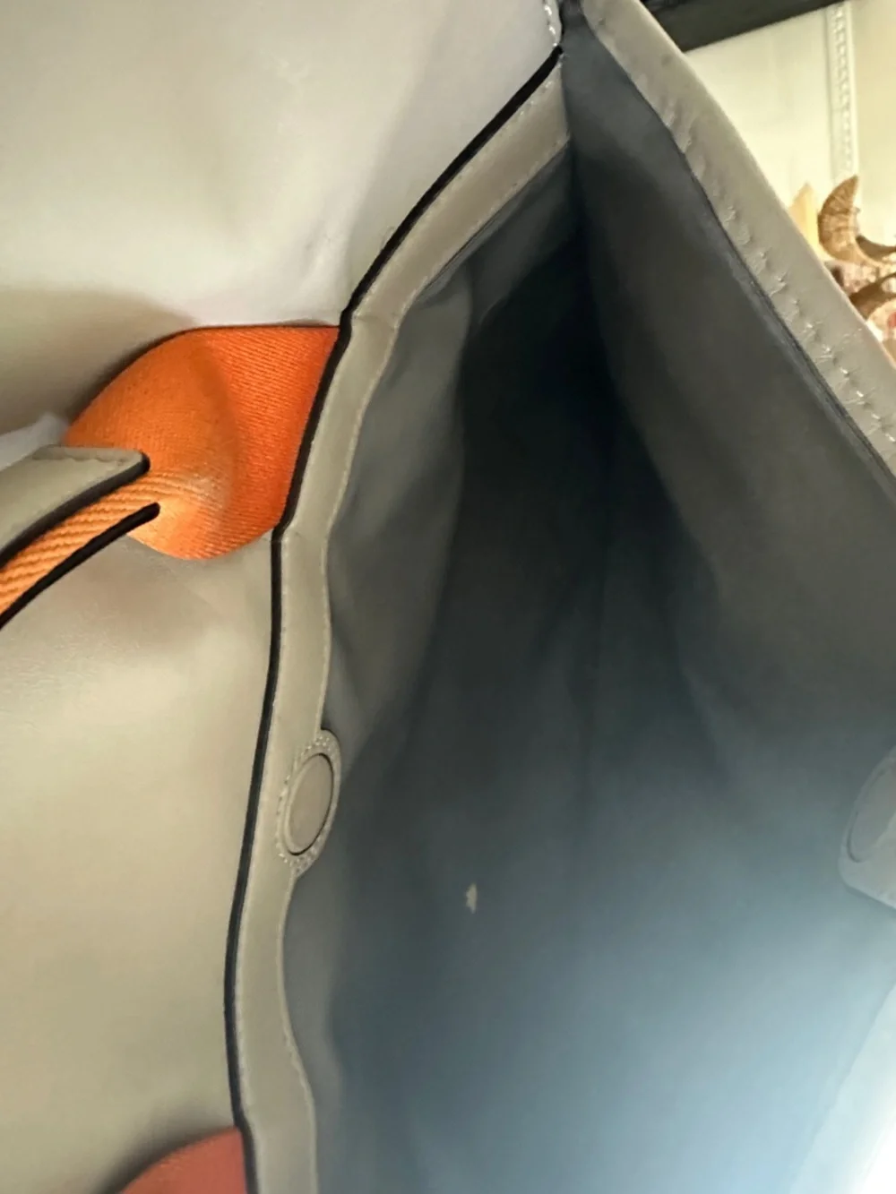 Coach Gray Leather Messenger Bag with Orange Zip Accent - Picture 4 of 7